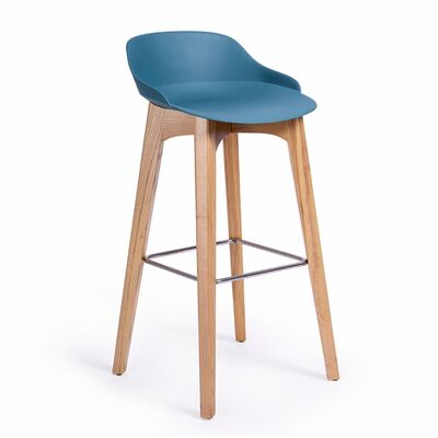 Good price Minimalist Commercial Bar Stool PP Seat Ash Wood With Stainless Steel Footrest online