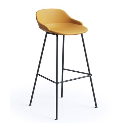 Goede prijs Elegant Graan Leather Counter Stools Powder Coated Steel Frame Voor Cafe online