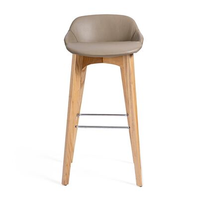 Bom preço Funcionalidade ergonômica de madeira natural estofada da cinza dos tamboretes de barra de couro de Brown on-line