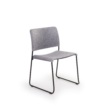 Good price Minimalist Restaurant Chair And Table Sustainable Dining Chair Grey Felt Sled Metal Base online