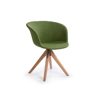 Buen precio Sillón giratorio para restaurante tapizado en tela con patas cónicas de madera de haya PP en línea
