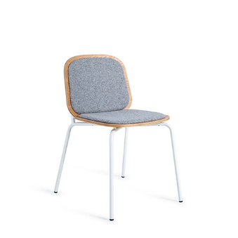 Buen precio Silla de cena apilable, asiento de tela de chapa de ceniza de madera curvada con patas de metal en línea