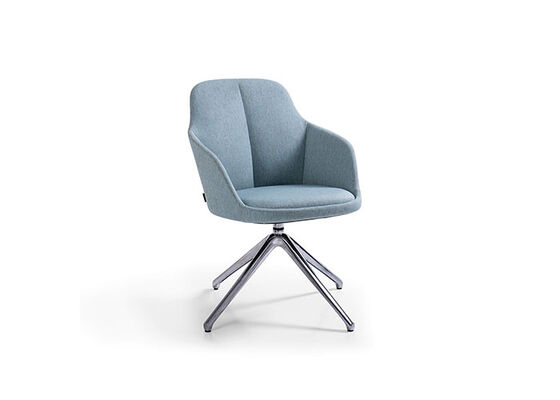 Guter Preis Polsterte Rezeption Büro-Treffstühle mit drehbar poliertem Aluminium Vier-Sterne-Basis Online