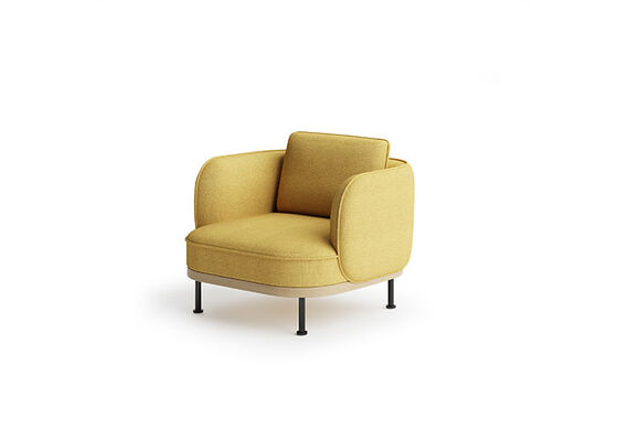 Goede prijs Gele moderne commerciële bank Stabiele afgeronde enkele bankfauteuil met houten onderstel online