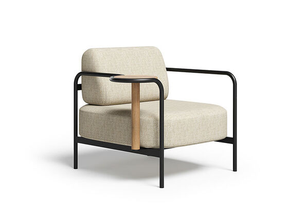 Good price Commercial Cafe Fabric Lounge Chair Convenient With Beech Wood Tray Metal Frame online