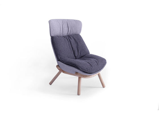 Good price Two Tone Cashmere Commercial Lounge Chair Wood Legs High Back Lounge Chair online