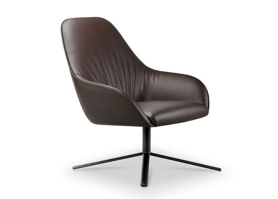 Buen precio Base de cuero comercial superior de la estrella de la silla giratoria de Brown del sillón del grano 4 para el dormitorio en línea