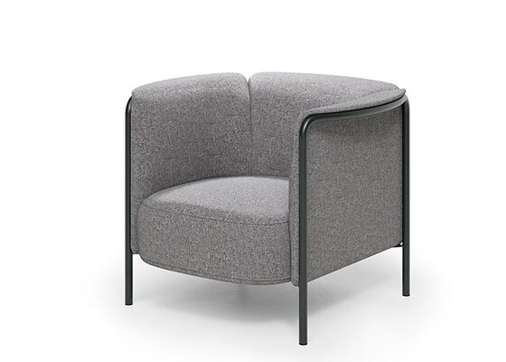 Good price Barrel Shaped Commercial Fabric Leisure Chair Black Metal Frame For Hotel Office online