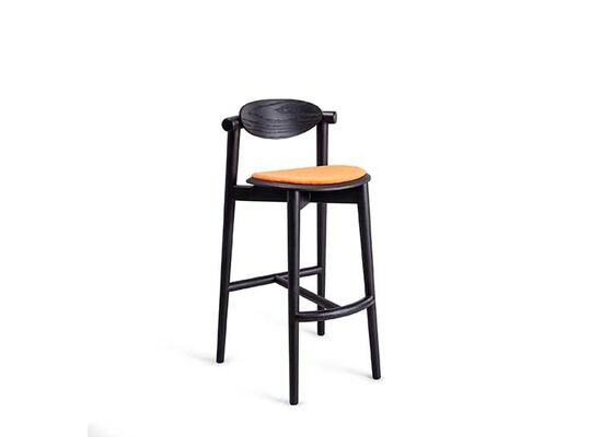 Good price Upholstered Ash Wood Commercial Counter Stools Black Finish For Hotel Bar online