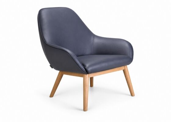 Good price Full Silicone Leather High Back Lounge Chair Wood Grain Metal Legs For Hotel Office online