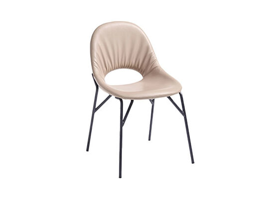 Good price PU Dining Chair With Cutout Ruched Backrest Metal Frame For Executive Dining online