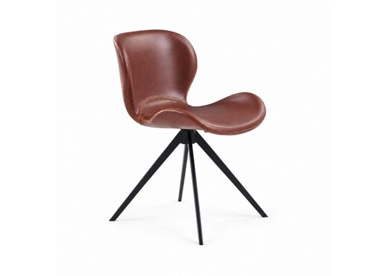 Buen precio Silla de comedor de cuero de restaurante Crazy Horse con diseño ergonómico con base fija en línea