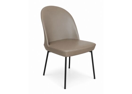 Good price Modern Taupe PU Leather Dining Chair With Black Metal Legs For Hotel Restaurant online