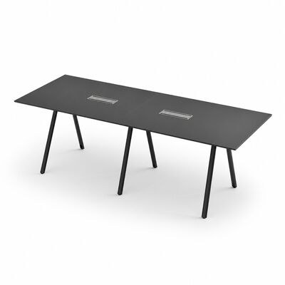 Buen precio Tabla MFC Rectangular Moderna en la parte superior de la mesa de bar con canales de cable para el hotel de oficina en línea