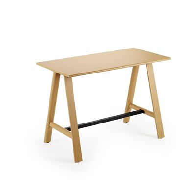 Good price Modern Wooden Bar Table With Metal Footrest For Restaurant Cafe Spaces online